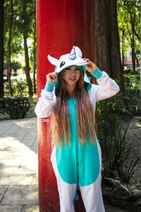 Kigurumi Unicornio Blanco Con Turquesa Adulto